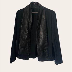 Peter Cohen Leather Detail Open Front Cardigan